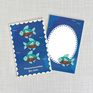 Minicard / suono del mare / pesce / cartoncino in polpa spessa