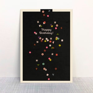 Postkarte Happy Birthday Confetti  // Recyclingpapier Ökofarbe