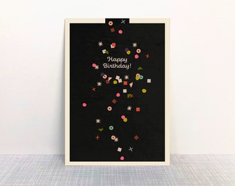 Cartolina Buon Compleanno Coriandoli // Vernice ecologica in carta riciclata
