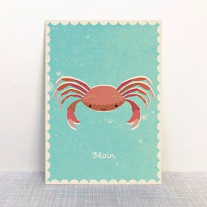 Postal Cangrejo "Moin" // Papel reciclado impreso con tinta ecológica