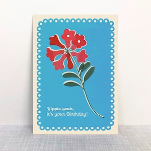 Postal "Yippie yeah" // papel reciclado impresso com tinta ecológica