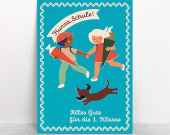 Postcard for the route to school // Recycled paper, eco-friendly ink // Climate-neutral