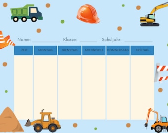 Vorlage Stundenplan, Vorlage PDF, digitale Vorlage, Stundenplan Baustelle