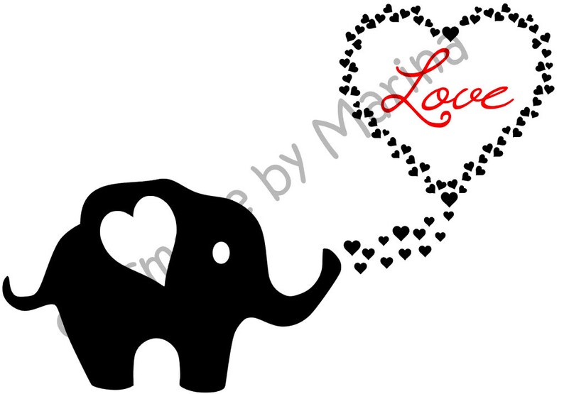 Download Plotter Elephant Love svg DXF | Etsy