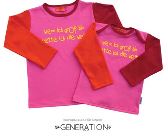 Girls' long-sleeved shirt 'World Saver' pink/orange/bordeaux cotton longsleeve