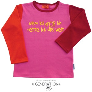 Girls' long-sleeved shirt 'World Saver' pink/orange/bordeaux cotton longsleeve image 3