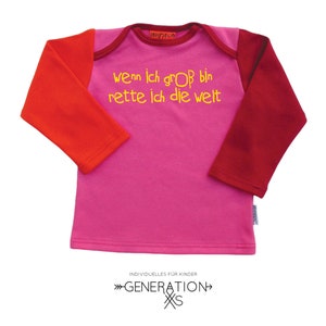 Girls' long-sleeved shirt 'World Saver' pink/orange/bordeaux cotton longsleeve image 2