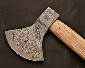 Handmade Damascus Steel Tomahawk / Hatchet / Viking Axe / HT Axe / With Ash Wood