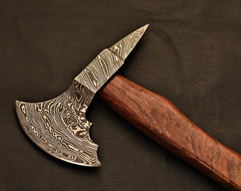 Handmade Damascus Steel Tomahawk / Hatchet / Viking / HT Axe with Rose Wood