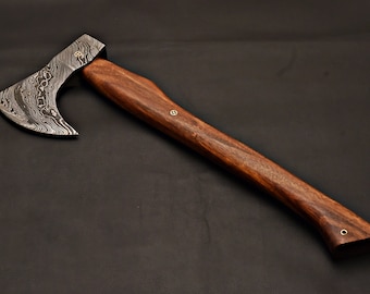 Handmade Damascus Steel Tomahawk / Hatchet / Axe With Rose Wood
