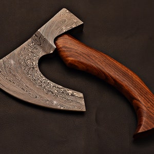 Handmade Damascus Steel Tomahawk / Hatchet / Viking Axe / Rose Wood