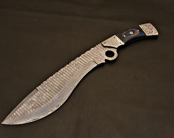 Handmade Damascus Bowie Knife: Outdoor Camping, Leather Sheath