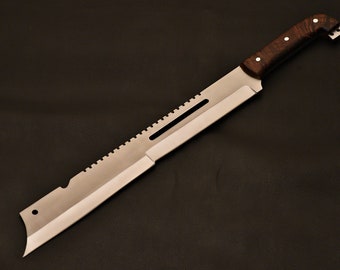 Survivor Carbon Steel 1095 Fixed Blade Knife with Rose Wood Handle & Leather Sheath