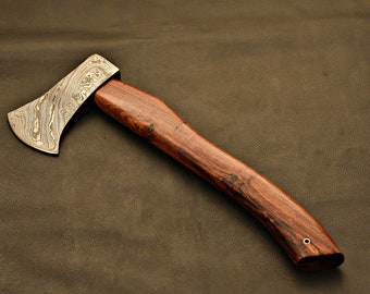 Handmade Damascus steel Tomahawk / Hatchet / Camping HT / Axe With Rose Wood