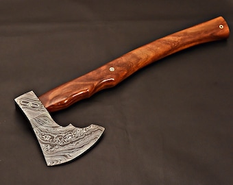 Handmade Damascus Steel Tomahawk / Hatchet / Axe with Rose wood