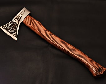 Handmade Etched Axe: Ash Wood Tomahawk Hatchet