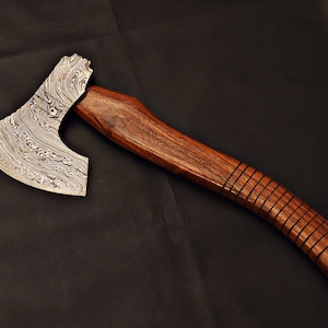Handmade Damascus Steel SK Aaro Axe/ Tomahawk / Hatchet / Axe With Rose Wood