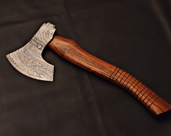 Handmade Damascus Steel SK Aaro Axe/ Tomahawk / Hatchet / Axe With Rose Wood