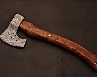 Handmade Damascus Steel Tomahawk/ Hatchet/ AS style Axe / Rose Wood