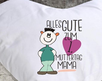 Coussin câlin "Happy 1st Mother's Day Mom" housse de coussin avec rembourrage