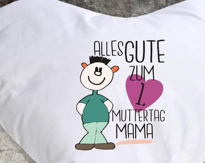 Cuddly cushion "Happy 1st Mother's Day Mom" cushion cover with filling
