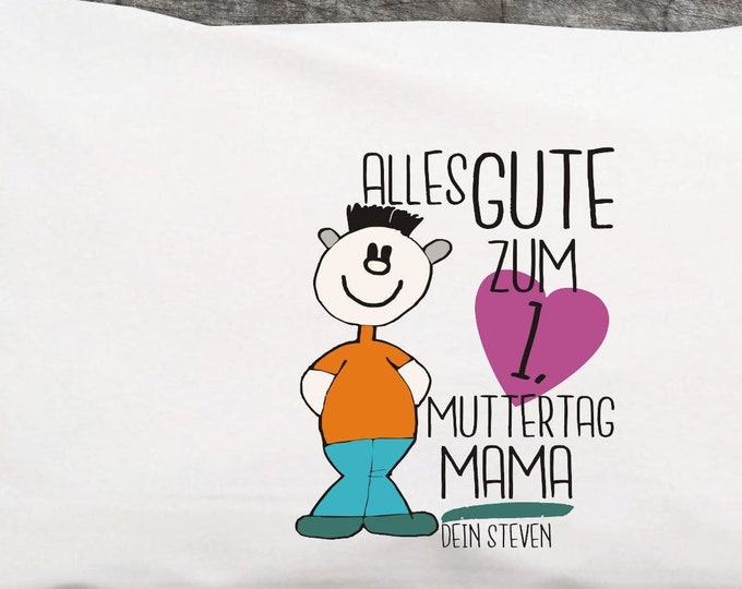 Cuddly cushion with desired text "Happy 1st Mother's Day Mom" Name Text cushion cover with filling