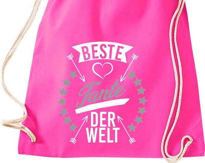 Turnbeutel "Beste Tante der Welt" Sport Beutel Tasche Rucksack Familien Geschenk