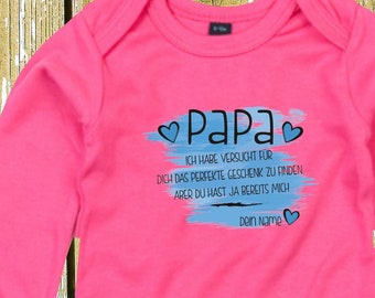 Langarm Body mit Name "Papa ich habe versucht ..." Wunschtext Babybody  Baby Longsleeve Geschenk Geburt