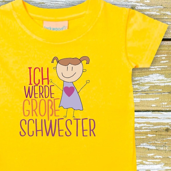 Baby/Kinder Shirt "Ich werde Große Schwester" T-Shirt Bruder Schwester Geschwister Familie