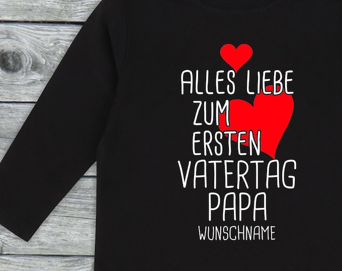 Long-sleeved baby/kids shirt Custom text "Happy first Father's Day Dad" Name Long T-Shirt Family Longsleeve