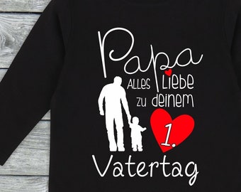 T-shirt manches longues bébé/enfant "Papa tout le meilleur pour ta 1ère fête des pères" T-shirt long Famille manches longues