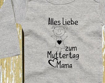 Langarm Body Muttertag "Alles Liebe zum Muttertag Mama" Babybody  Baby Longsleeve Geschenk Geburt