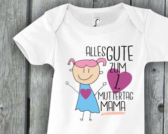 Body Bébé "Bonne 1ère Fête des Mères Maman" Barboteuse Body Bébé