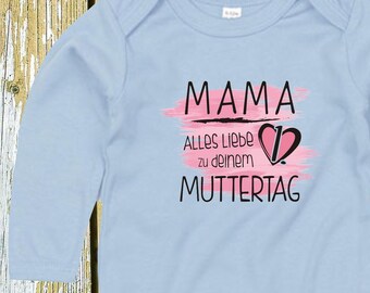 Langarm Body "Mama Alles Liebe zu deinem 1. Muttertag" Babybody  Baby Longsleeve Geschenk Geburt