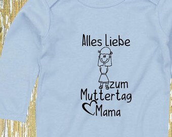 Langarm Body Muttertag "Alles Liebe zum Muttertag Mama" Babybody  Baby Longsleeve Geschenk Geburt