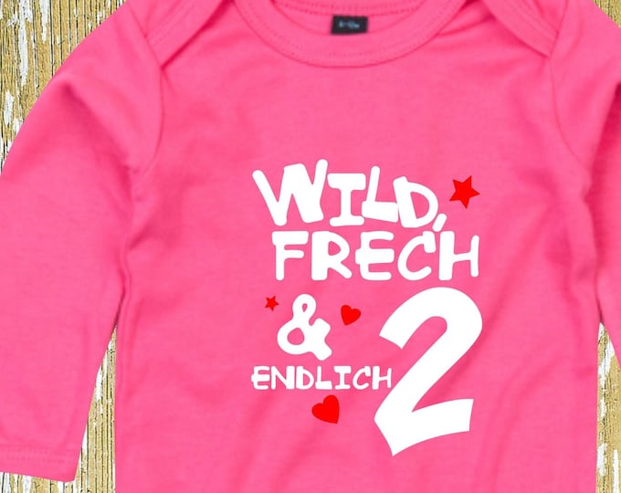 Langarm Body "Wild frech & endlich 2" Babybody  Baby Longsleeve Geschenk Geburt