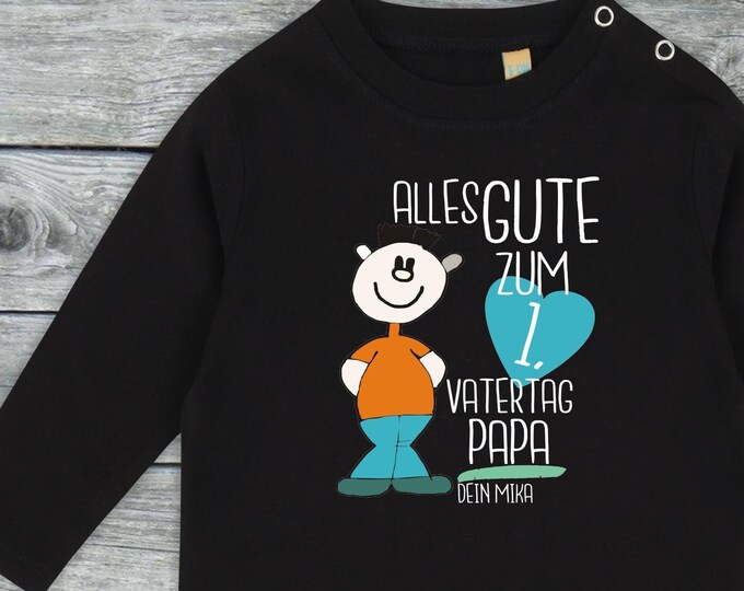 Long-sleeved baby/kids shirt Custom text "Happy 1st Father's Day Dad" Name Long T-Shirt Brother Sister Siblings Family Longsleeve