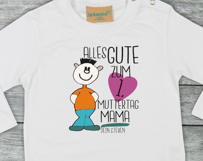 Long-sleeved baby/kids shirt Custom text "Happy 1st Mother's Day Mom" Name Long T-Shirt Brother Sister Siblings Family Longsleeve