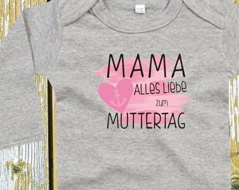 Langarm Body "Mama Alles Liebe zum Muttertag Anker" Babybody  Baby Longsleeve Geschenk Geburt