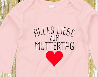 Langarm Body Muttertag "Alles Liebe zum Muttertag" Babybody  Baby Longsleeve Geschenk Geburt