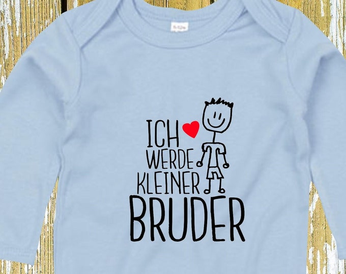 Langarm Body "ich werde kleine Bruder" Babybody  Baby Longsleeve Geschenk Geburt