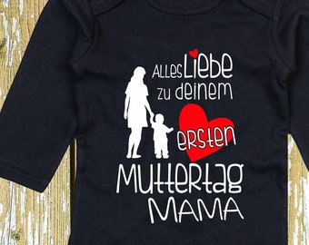 Langarm Body Muttertag "Alles Liebe zu deinem ersten Muttertag Mama" Babybody  Baby Longsleeve Geschenk Geburt