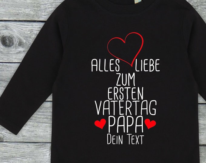 Long-sleeved baby/kids shirt Custom text "Happy first Father's Day Dad" Name Text Long T-Shirt Family Longsleeve