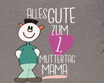 Kissenbezug Kuschel Kissen "Alles Gute zum 1. Muttertag Mama" Sofakissen Kuschelkissen Deko