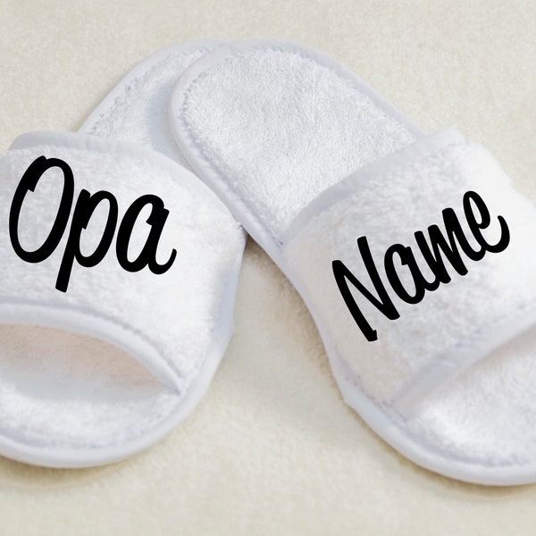 Slipper Schlappen Opa mit Wunschname Hotel Wellness Therme  Name personalisierbar Hausschuhe Hausschuh