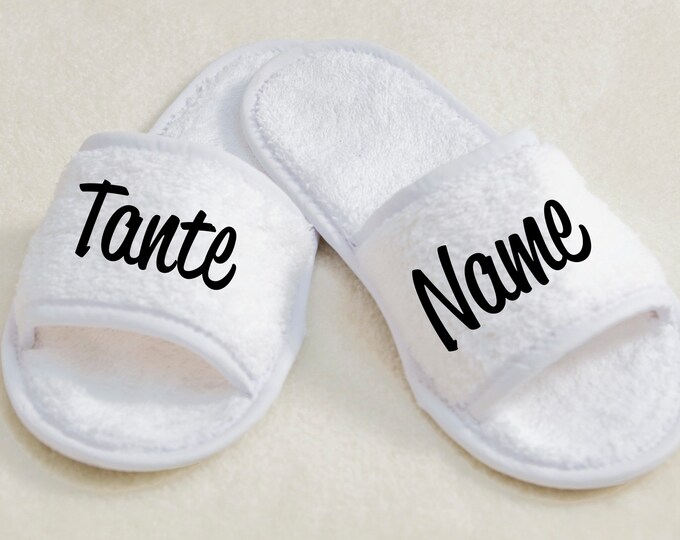 Slipper Schlappen Tante mit Wunschname Hotel Wellness Therme  Name personalisierbar Hausschuhe Hausschuh