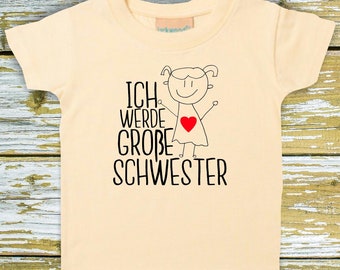 Baby/Kinder Shirt "Ich werde große Schwester" T-Shirt Bruder Schwester Geschwister Familie