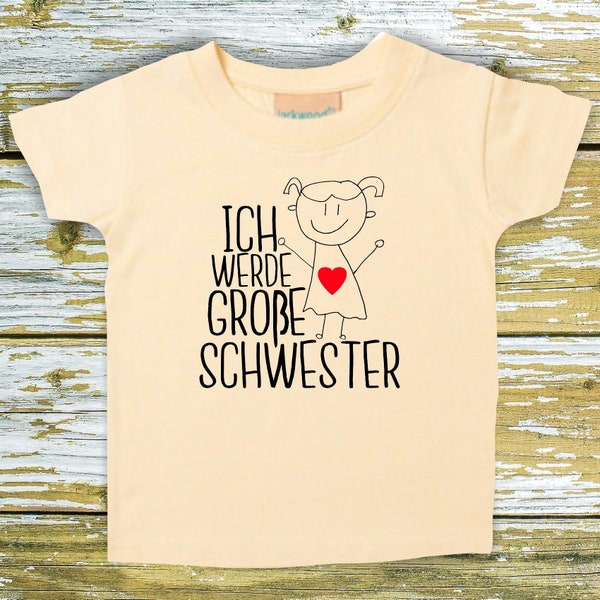 Baby/Kinder Shirt "Ich werde große Schwester" T-Shirt Bruder Schwester Geschwister Familie