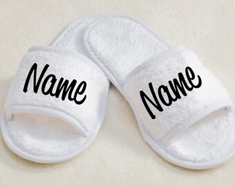 Slipper Schlappen mit Wunschname Hotel Wellness Therme  Name personalisierbar Hausschuhe Hausschuh