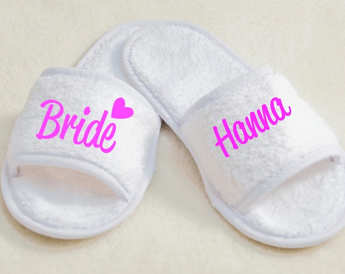 Slipper slippers "Bride" with desired name Hotel Wellness Therme Bachelor party name customizable bachelorette party
